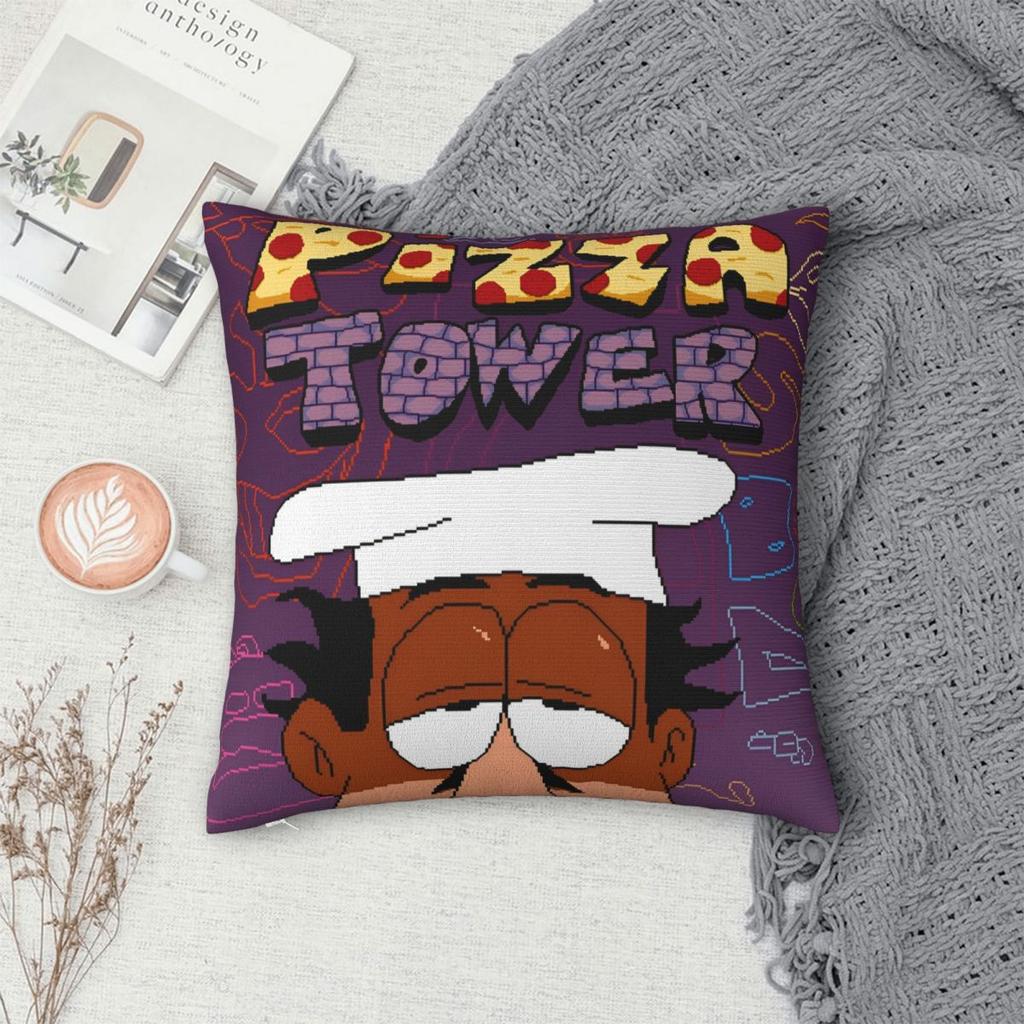Pizza Tower Game Lover Pillowcases Accessories Printing Cushion Cover Throw Pillow Cover Seater Decorations Square Multi Size