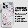 For iPhone 16 Pro 15 Plus 14 Pro Max 13 12 11 XR XS 8 7 Case Floral Print Clear Shockproof Soft Silicone Lens Protection Transparent Phone Cover