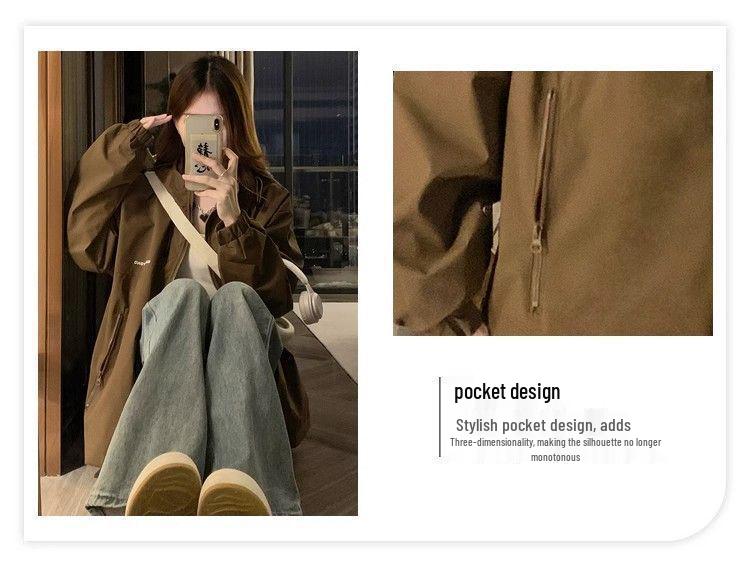 Girls' American-Style Sporty Mountaineering Jacket - Versatile, Loose Fit for Spring and Autumn