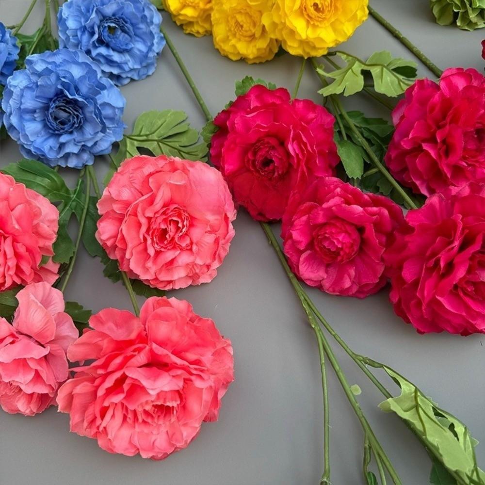 4 Heads Large Peony Artificial Flowers Long Branch Faux Silk Flower Wedding Decoration