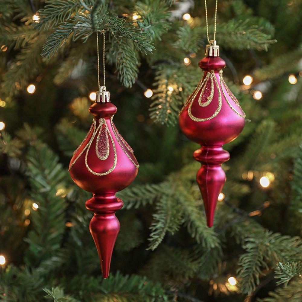 Shatterproof Christmas Pinecone Bell Pendants Rose Red Merry Christmas Decor  Hotel Mall