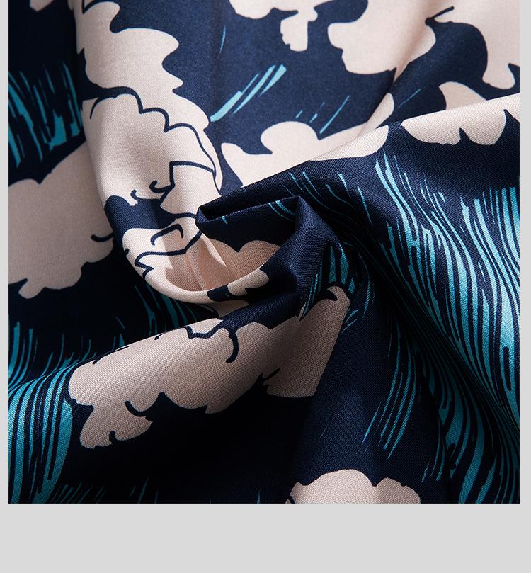 Hong Kong Style Men's Short-Sleeve Full Print Shirt - Trendy, Loose Fit, Korean Inspired Five-Point Sleeve