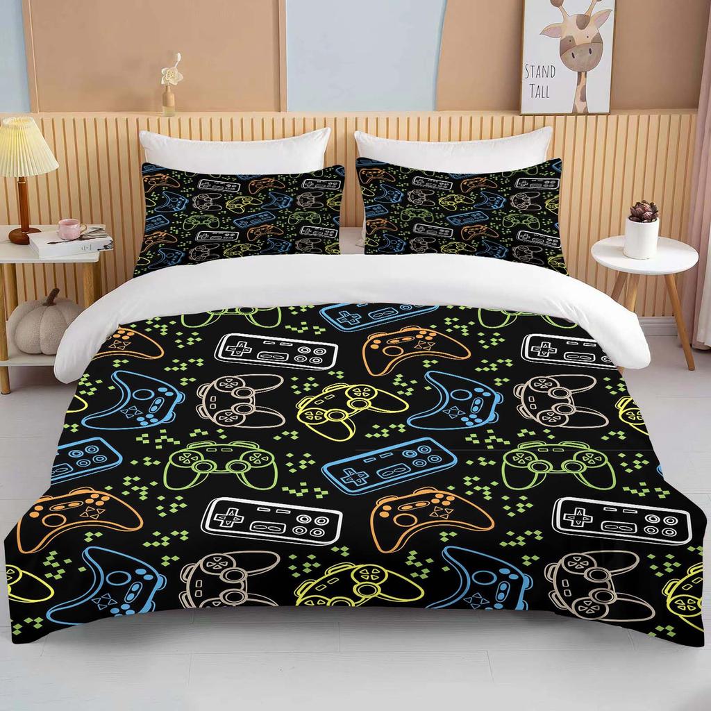 Colorful Game Controller Print Bedding Set 3PC 1 Duvet Cover 2 Pillowcases Adult And Children Bedding Set Luxury Holiday Gifts