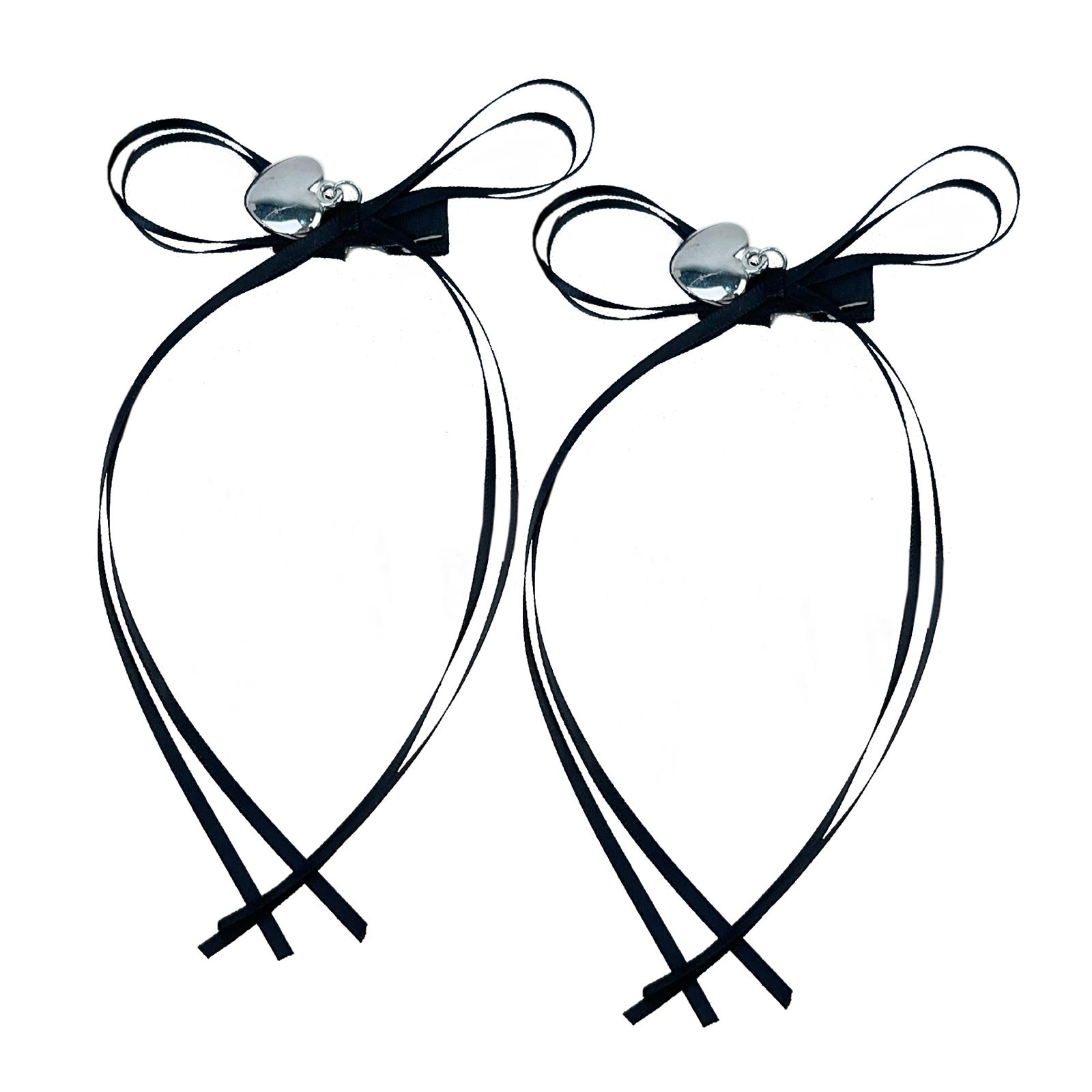 

Набор из 2 заколок для волос в виде милых сердечек с бантом из ленты, удобные заколки, цветные украшения для женщин и детей чёрный