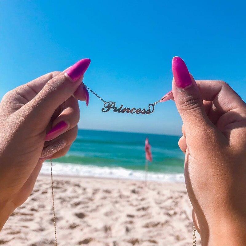 Noelia Customized Name Necklaces Stainless Men Steel Letter Gold Color Choker Necklaces Pendant Personalized Nameplate Present Gift Idea WomenTrendy