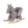 Plush Musical Rocking Horse with Wooden Base, Perfect First Birthday Gift for One-Year-Olds.
