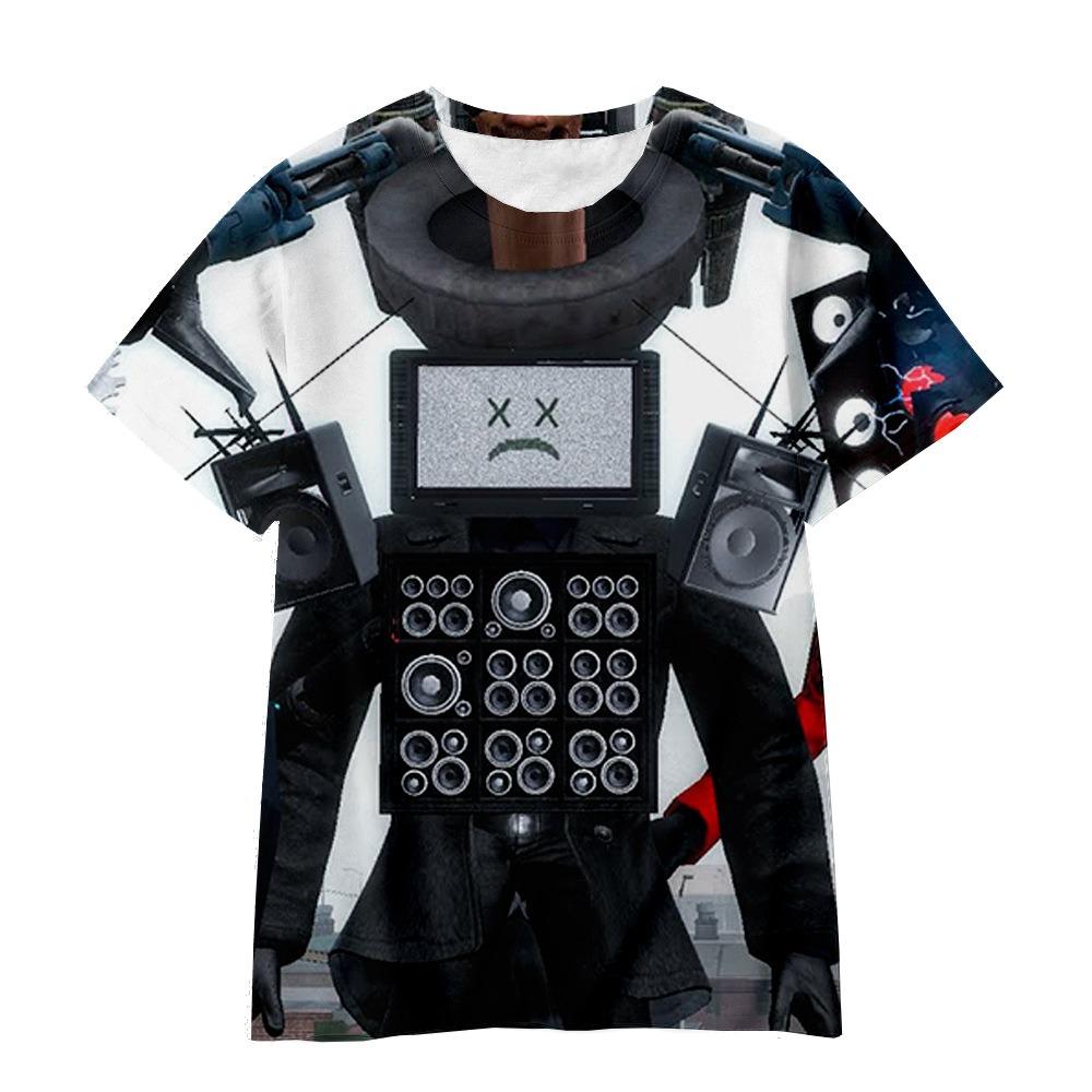 Cartoon Animation Surveillance Man Toilet Man TV Man Funny Cartoon Series 3D Printing Casual Loose Children's Clothing T-Shirt