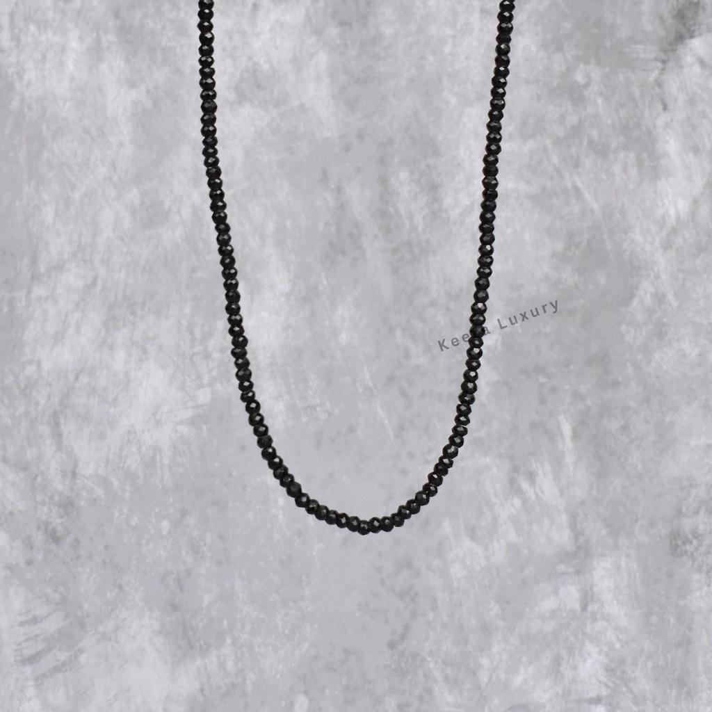 Genuine Black Onyx Beaded necklace Faceted Bead layering Necklace For Women Black Gemstone Handmade Necklace gift for her