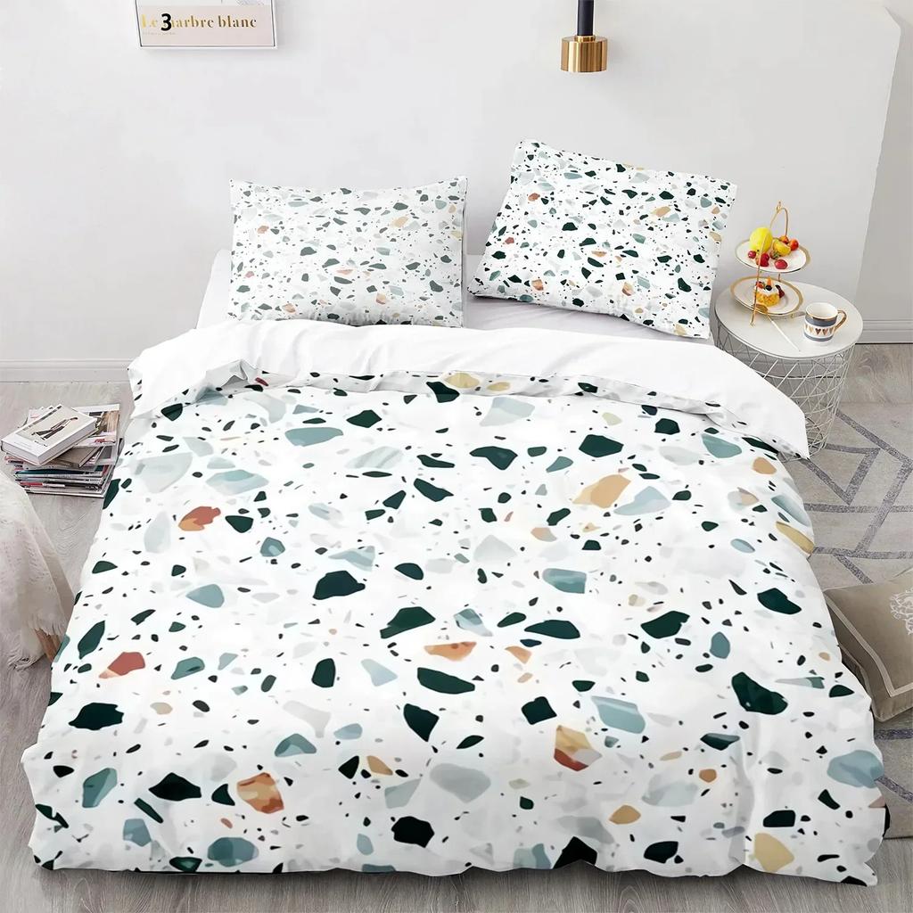 White Gold Abstract Marble Texture Beding Set 3D Printed Suitable for Bedrom Soft with Soft Fabric Duvet Cover Set With Pilowcases Home Textile