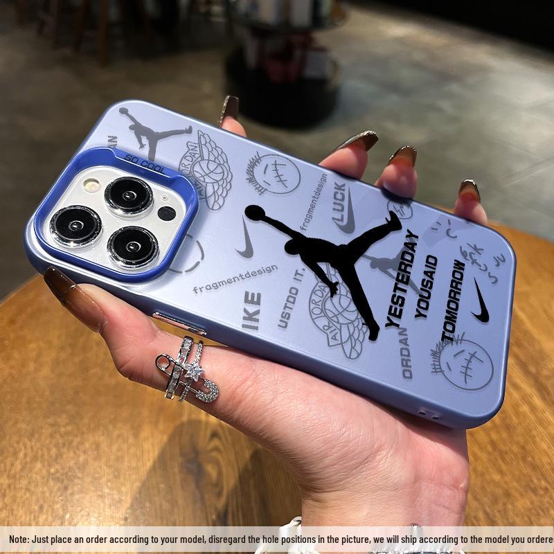 Stříbrný kryt na telefon Dunking Flyer pro iPhone 12 Pro Max až řadu 17, včetně 13/14 Plus a 16