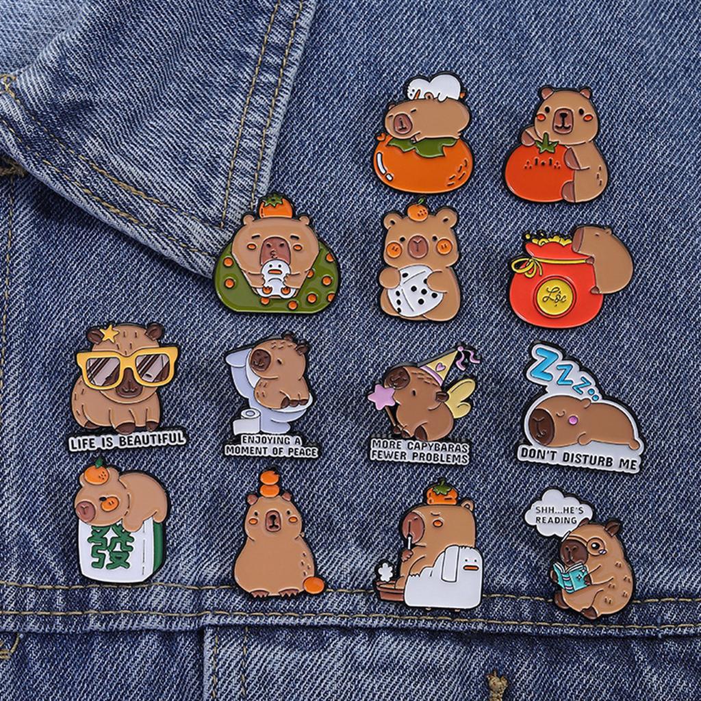 Lindos Pines Broches de Carpincho para Mochilas Ropa Accesorios DIY Regalos Kawaii Pines de Solapa Unisex con Temática Animal