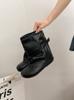 Niche strap design stacking boots handmade retro stacking boots lazy cool thin short boots big tube circumference Martin boots