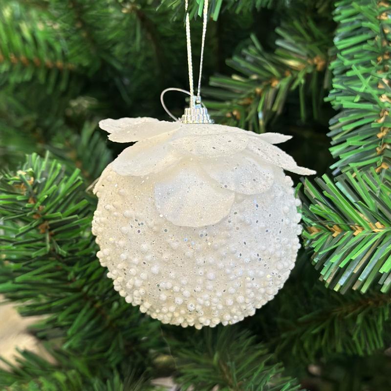 

1 шт. Новогодние украшения 2026 Новогоднее подвесное украшение Праздничные принадлежности Рождественский шар Сделай сам Белый лепесток Рождественское украшение Пена