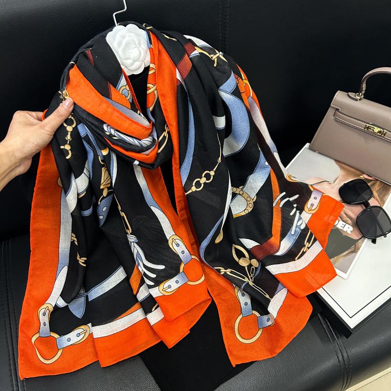 

Новый удлиненный шелковый шарф из хлопка и пеньки для женщин, универсальный, в стиле ретро, для весны и лета, пляжный шарф, шаль и шея 180*90cm