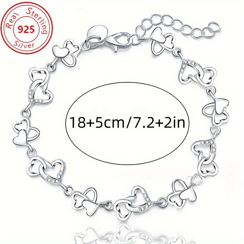 Women's 925 Sterling Silver Hollow Heart Bracelet, Fashionable and Charming, Holiday Gift - Valentine's Day Birthday Present