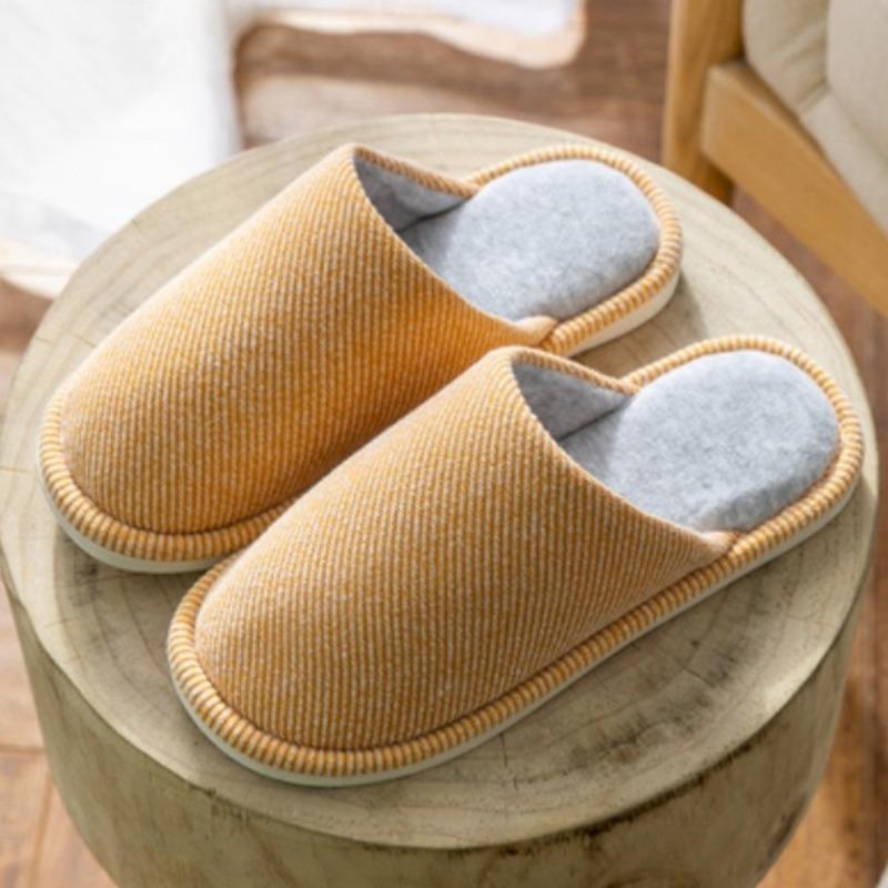 Japanese autumn and winter indoor warm cotton slippers women's household wooden floor home home non-slip couple outdoor male plus size