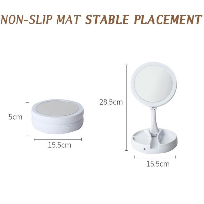 Faltbarer LED-Vergrößerungsspiegel, Make-up, Costway, weißer Kosmetikspiegel, USB-Aufladung mit Licht, 10 x Tischspiegel