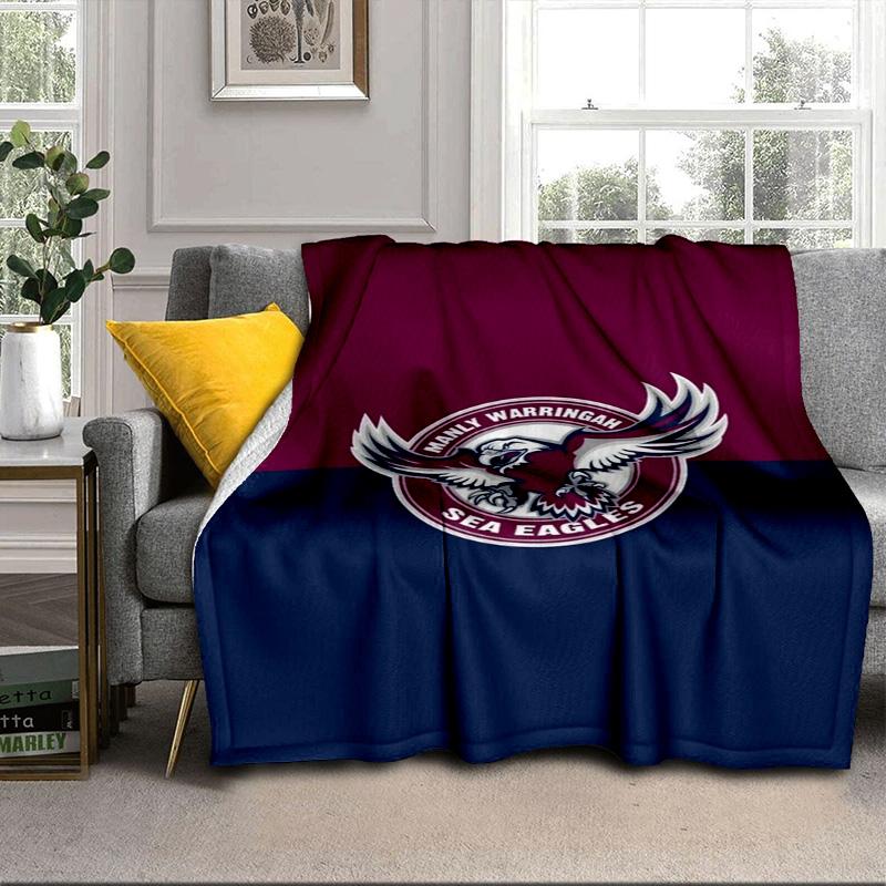 Manly Sea Eagles Crest Portable Blanket/Soft Blanket Bedding Blanket Suitable for Travel Camping Living Rooms Offices Sofas Fan Gifts