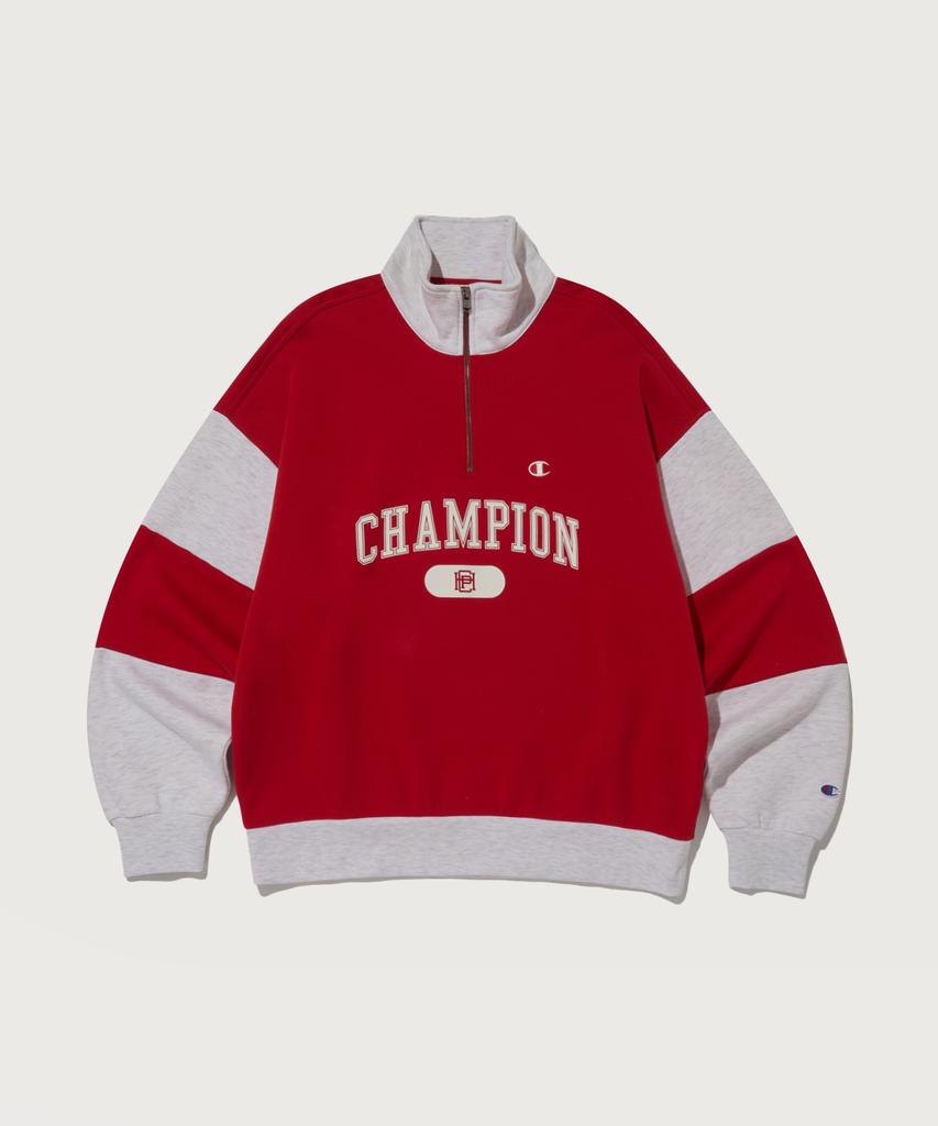 CHAMPION College Logo Half-Zip Sweatshirt Normal Red