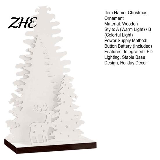 Holiday Decoration for Entryway LED Wooden Christmas Tree Tabletop Decor, Glowing Hollow Light Up Festive Home Table Centerpieces Ornaments Party And