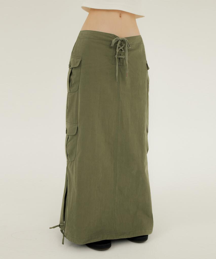 Mileko Corset Long Cargo Low Sk Khaki