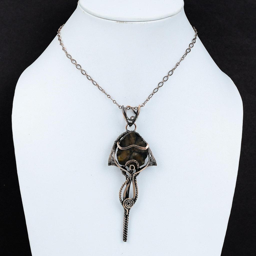 Pandantiv Piatră Prețioasă Chiastolit Pandantiv Înfășurat în Sârmă de Cupru Bijuterii Handmade cu Chiastolit Cadou Pentru Ea Bijuterii Minunate din Cupru Pandantiv Uimitor