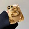 Golden Letter S Pattern Gold Metallic Paint Glass Phone Case For iPhone 17 16 15 14 13 12 11 Pro Max 16 15 Plus 17 Air 16E Cover