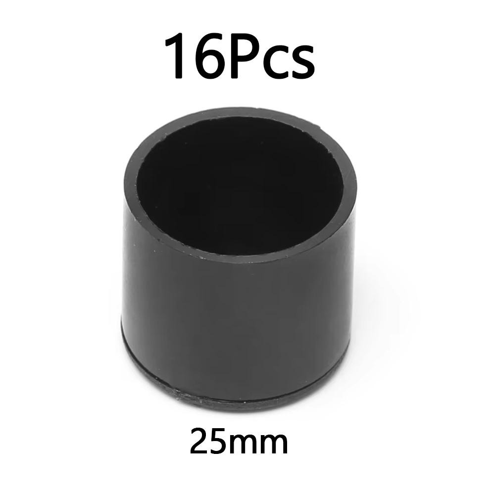16Pcs Chair Leg Floor Protectors Round  Caps Black Chairs Foot Covers for Metal Tubing Round Desk Chairs Legs Glide Protection
