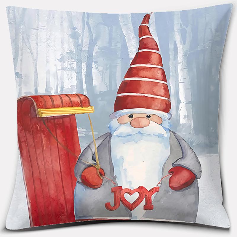 Santa Print Series Pattern Pillowcase Square Pillowcase Home Office Decoration Pillowcase