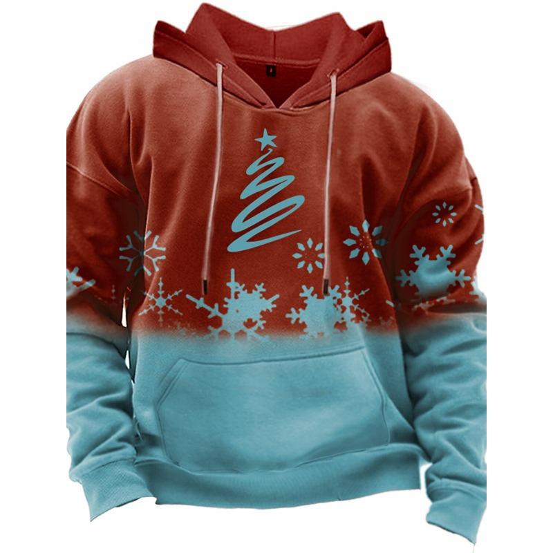 Men's Hooded Hoodies Christmas Theme Green Dog Graphic Sweatshirt Drawstring Long Sleeve Streetwear Tops Men's Clothing