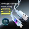 120W Світловий Type-C Кабель для Super Flash Зарядки: Сумісно з пристроями Apple, Huawei, Vivo, Oppo та Xiaomi