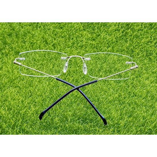 RSINC Rimless frame eyeglass Spectacle Optical Prescription Modern Unisex  Silver Blue For Men & Women Superslim-S30002 51-17-138 (IB-3) M1