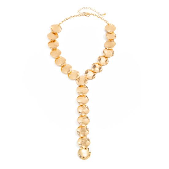 Collana a Y Chunky Dischi Metallici Choker Dischi Moneta Testurizzati Pendente