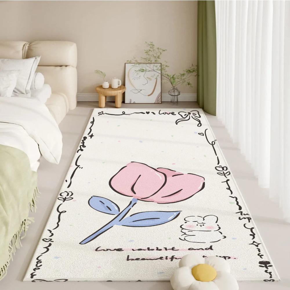 Aesthetic Flannel Carpet - Premium Non-Slip Shedding-Proof Rug for Bedside/Hallway High Traffic - Home Decor