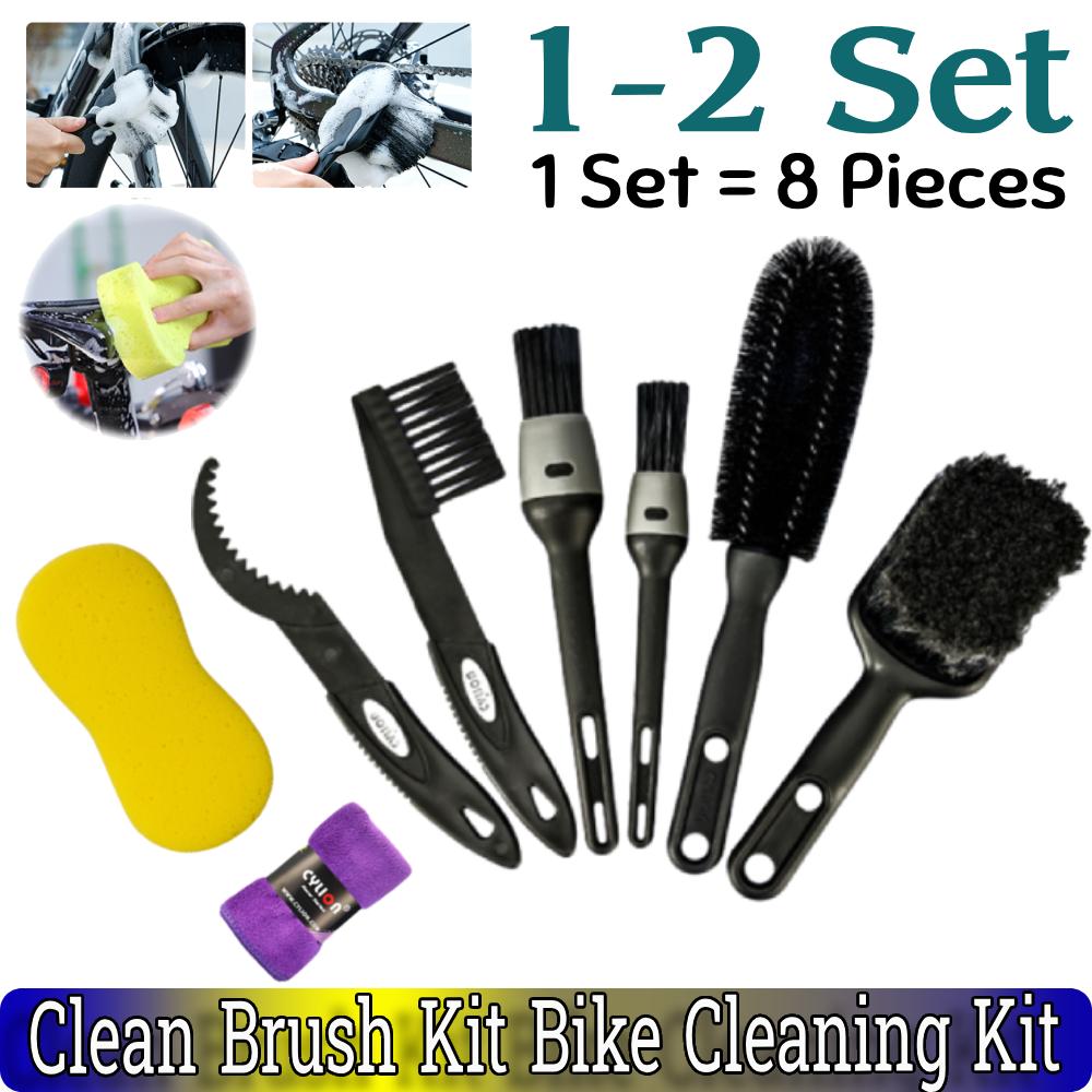 1-2 Set Ride Cleaning Kit 8 Pieces BICYCLE Bike Cleaning Tools Set Plastic PET for Mountain Road City BMX Folding Bike Motorbike