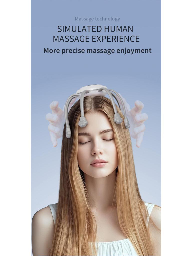 Cross-Border Automatic Octopus Head Massager: Full Head Kneading Vibration Massage Device