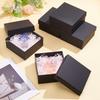 6pcs Kraft Paper Jewelry Set Packaging Boxes Square Black 15x15x7.15cm