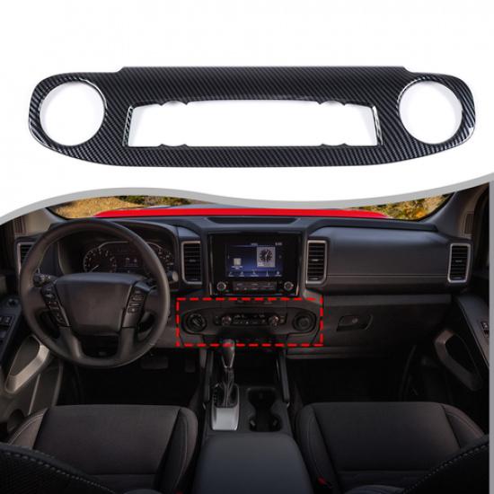 Carbon Fiber Center Console A/C Panel Cover Trim Fit For Nissan Frontier +