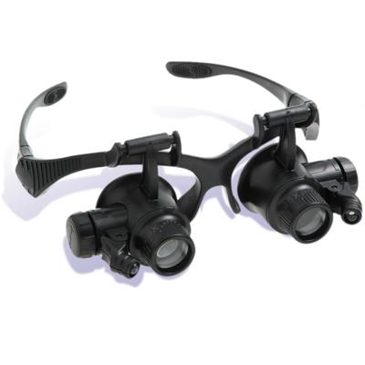 Gafas de Aumento Phoenix y 25x con 4 2 LED y Diadema Incluida Negro [10x, 15x, 20x, Aumento] Lentes, Manos Libres, Luces, (45 días