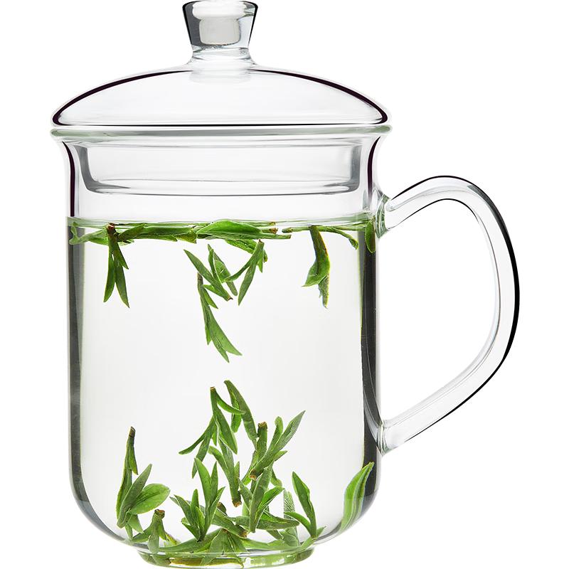 Офисная чайная чашка из термостойкого стекла с крышкой