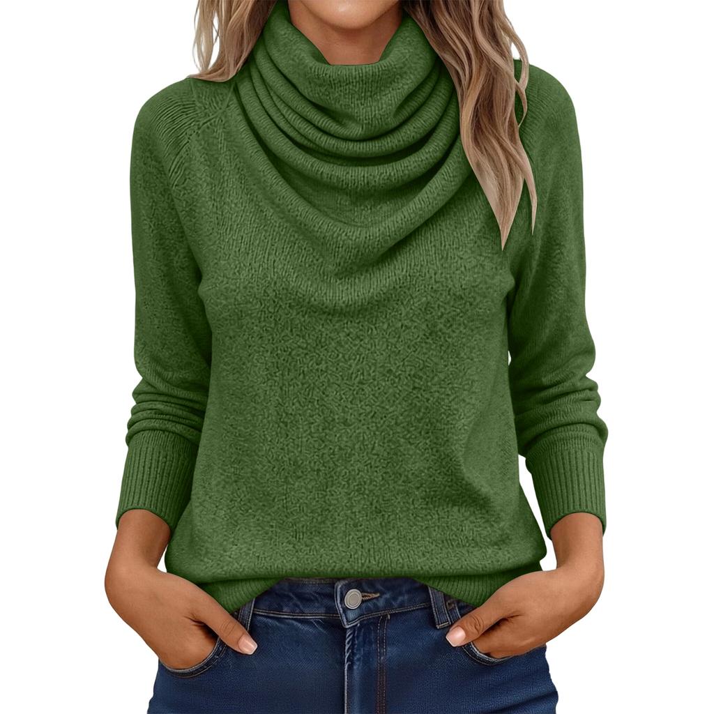 Maglione Casual da Donna a Collo Alto con Maniche Lunghe e Colore