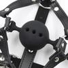 Leather Bondage Toys Open Mouth Gag with Silicone Ball Bondage Restraints Bite Gag Adult Sex Toys