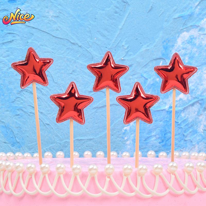 5Pcs/Lot Cake Topper Creative For Baby Shower Birthday Party Wedding Celebration Cake Decoration Star Heart Cupcake Insert