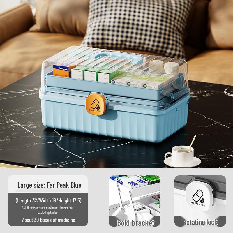 Multi-Layer Portable Medicine Box - Large Capacity First Aid & Epidemic Prevention Storage
