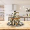 8pcs Gold Blue Vintage Tea Set Zinc Alloy Coffee Pot Cup Set Tea Pot Cup Set  For Home Decor