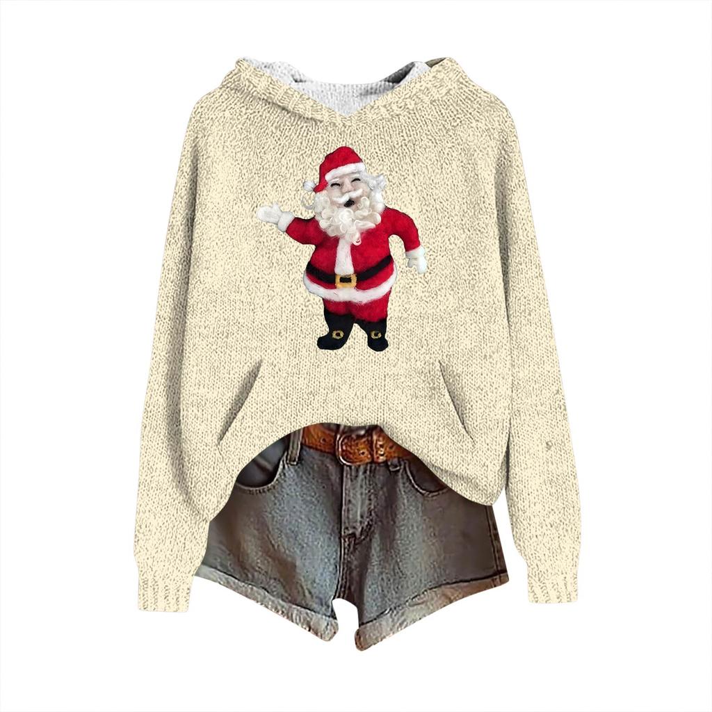 Dámské mikiny Pletený svetr Roztomilé tričko Podzimní pulovr Mikina s kapucí