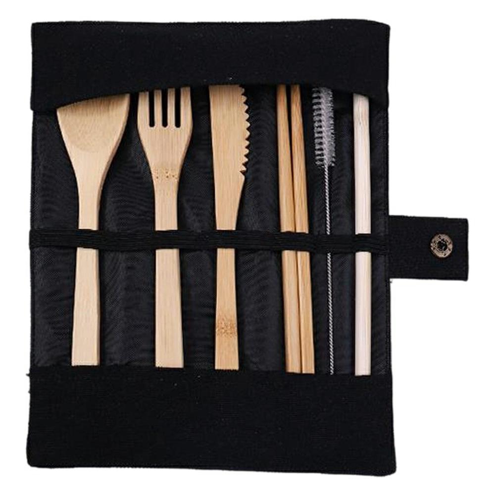Eco-Friendly Bamboo Travel Tableware Portable Bamboo Cutlery Set with Knife Fork Spoon Chopsticks (BPA Free, FDA Certified)