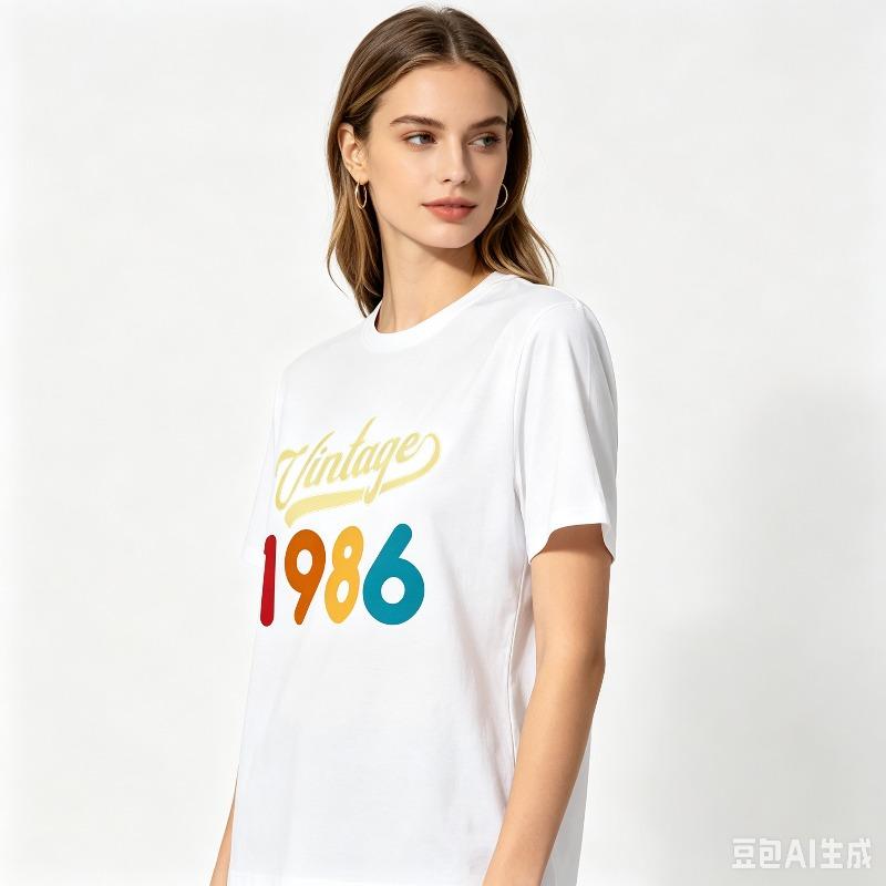 Vintage 1986 Retro Geburtsjahr Grafik Unisex T-Shirt Skate Camping Sup Tarot Rock Locker Kurzarm Sommer Weiß Schwarz T-Shirts