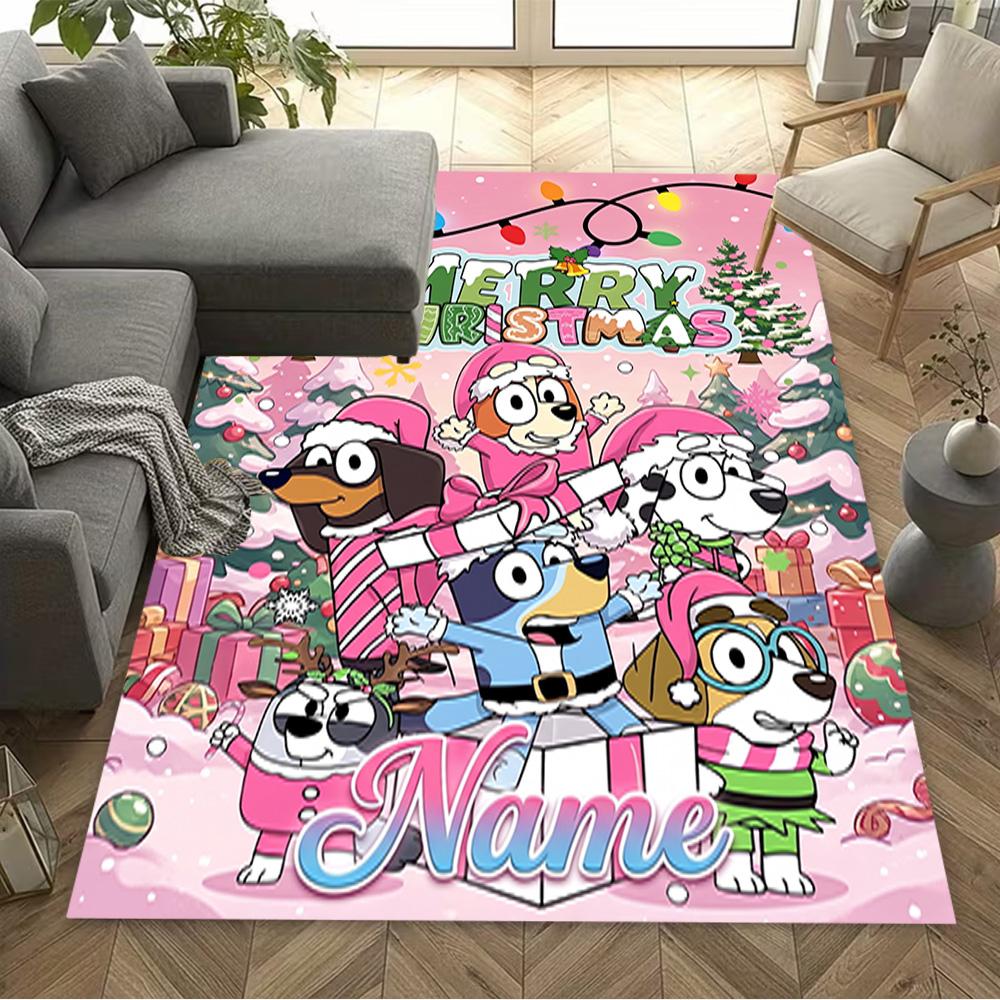 Christmas Friends Celebration Customize Your Name Area Rug Design for Living Rooms Outdoor Kitchen Study room Antislip Carpet Anime Office Decor