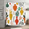 Vibrant Vases Cacti Shower Curtain For Bathroom Decor Multicolored Fabric Curtain With Floral Patterns Size: 72X84Inches (183×21